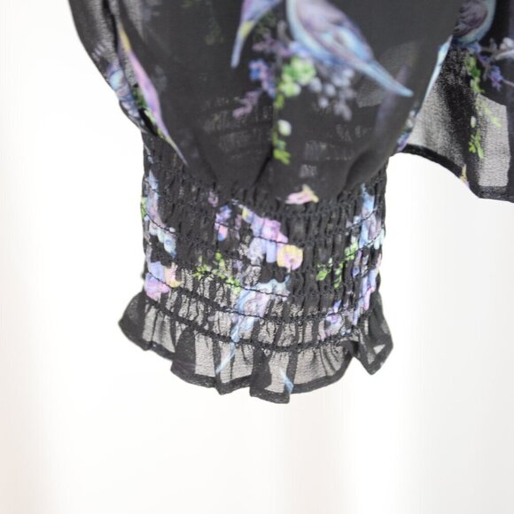 Ted Baker Zabrina Lovebirds Ruffle Blouse Sz S - Picture 8 of 11